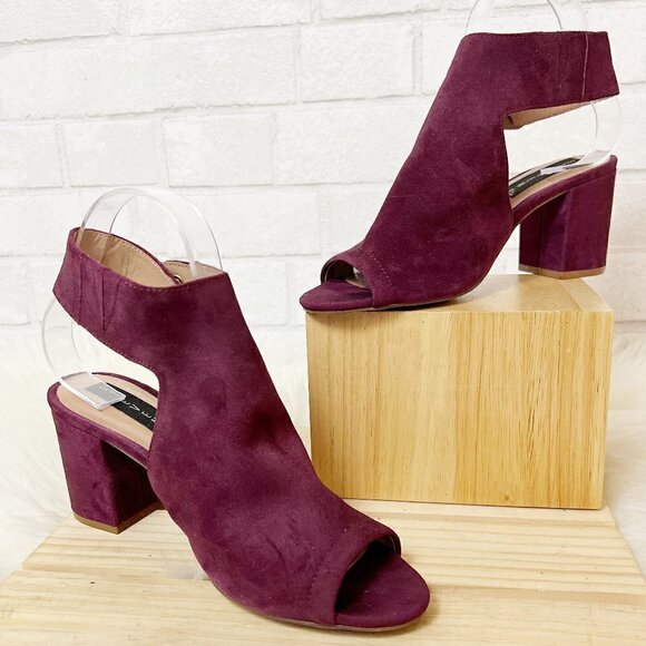 Steven by Steve Madden Venuz Peep Toe Cutout Plum Suede Sandals Size 7.5 - Picture 8 of 9